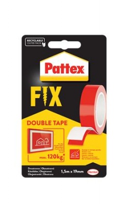 Lepiaca páska, obojstranná, 19 mm x 1,5 m, HENKEL "Pattex Fix 120 kg",  piros