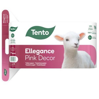 Toaletný papier, 3-vrstvový, malý kotúč, 16 kotúčov, TENTO "Ellegance Pink Decor", biela