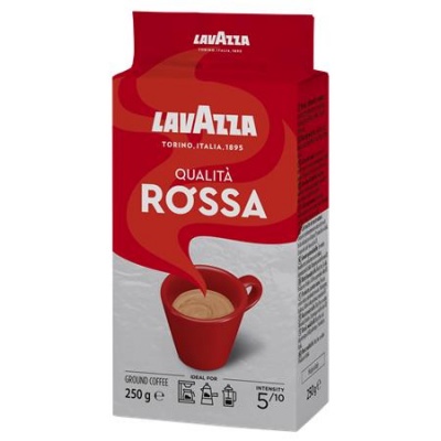 Káva, pražená, mletá, 250 g, LAVAZZA "Rossa"