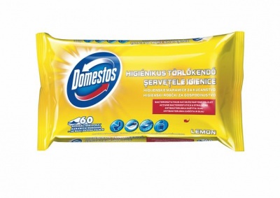 Vlhčené utierky, 60 ks, DOMESTOS "citrus"