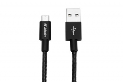 USB kábel, microUSB B, 30 cm. VERBATIM, čienry