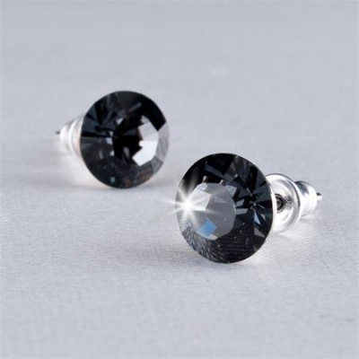 Náušnice, s Black Diamond krištáľom SWAROVSKI®, 8 mm, ART CRYSTELLA®