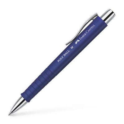 Guľôčkové pero, 0,5 mm, stláčací mechanizmus, modré telo pera, FABER-CASTELL "Poly Ball", modrá