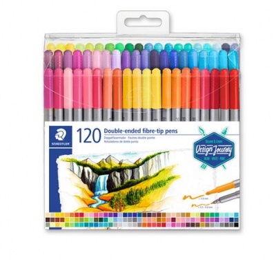 Fixky, sada, 0,8/3,0 mm, obojstranné, STAEDTLER "3200", 120 rôznych farieb