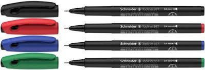 Liner, sada, 0,4 mm, SCHNEIDER "Topliner 967", 4 rôzne farby