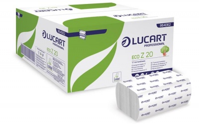 Papierová utierka, Z-ohyb, 2-vrstvová, 200 útržkov, pre Slim dávkovače, LUCART "ECO Z 20", biela