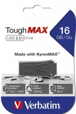 USB kľúč, 16GB, USB 2.0, extra odolný, VERBATIM "ToughMAX", čierna