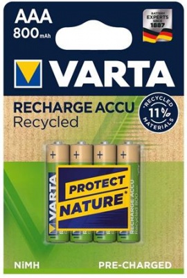 Nabíjateľná batéria, AAA mikrotužková, recyklovaná, 4x800 mAh, VARTA