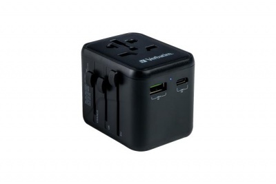 Cestovný adaptér, univerzálny, USB-A(QC 3.0)/USB-C(PD20W)2xUSB, VERBATIM "UTA-02"