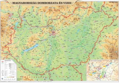 Podložka na stôl, dvojstranná, STIEFEL "Magyarország domborzata/Bortérkép - Pohoria Maďarska/ Vínna mapa" -výrobok v MJ